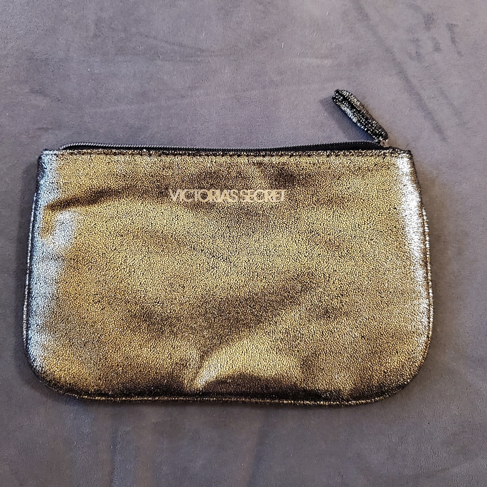 Victoria's Secret gold zip up bag